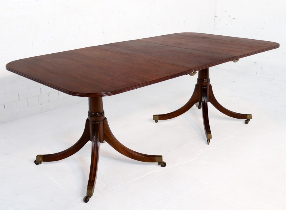 Regency Style Solid Mahogany Extending Twin Pillar Dining Table, c.1920 View IV