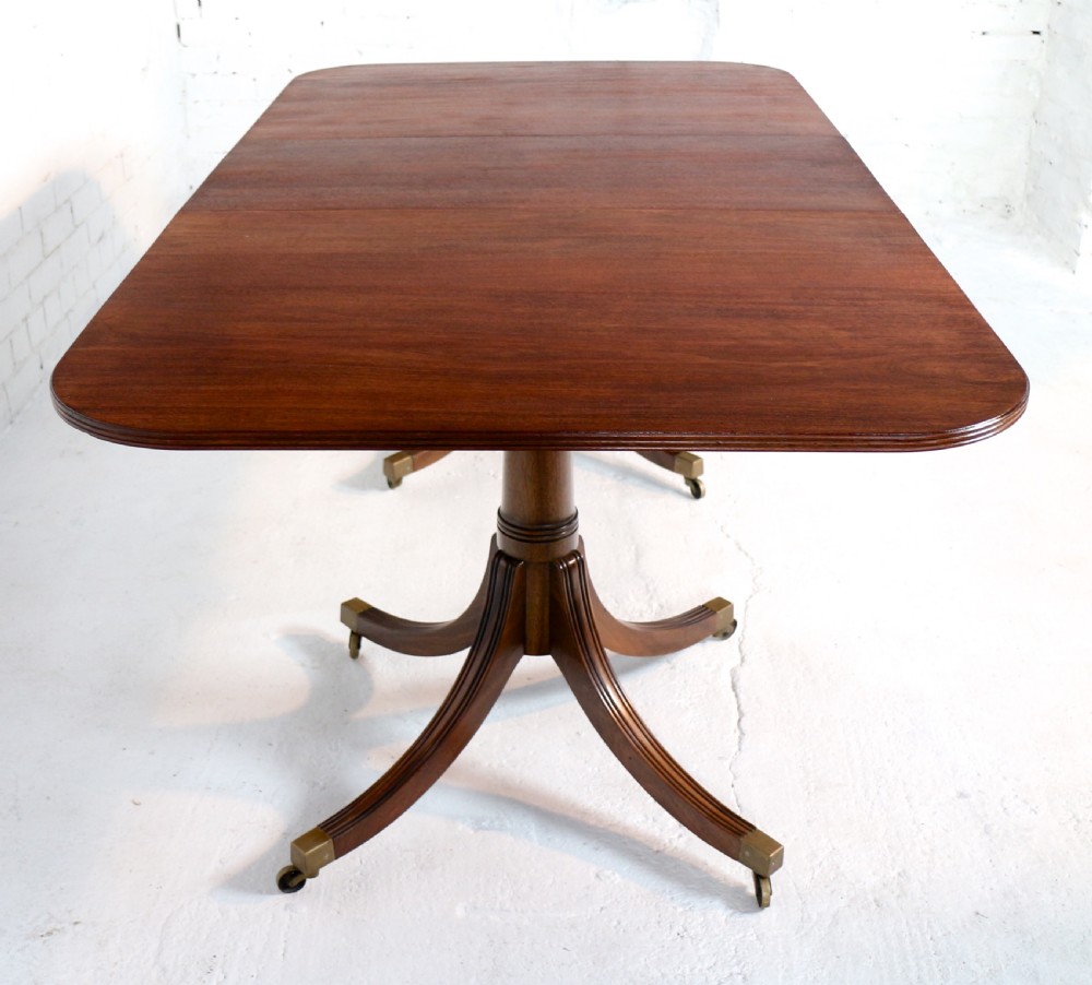 Regency Style Solid Mahogany Extending Twin Pillar Dining Table, c.1920 View VII