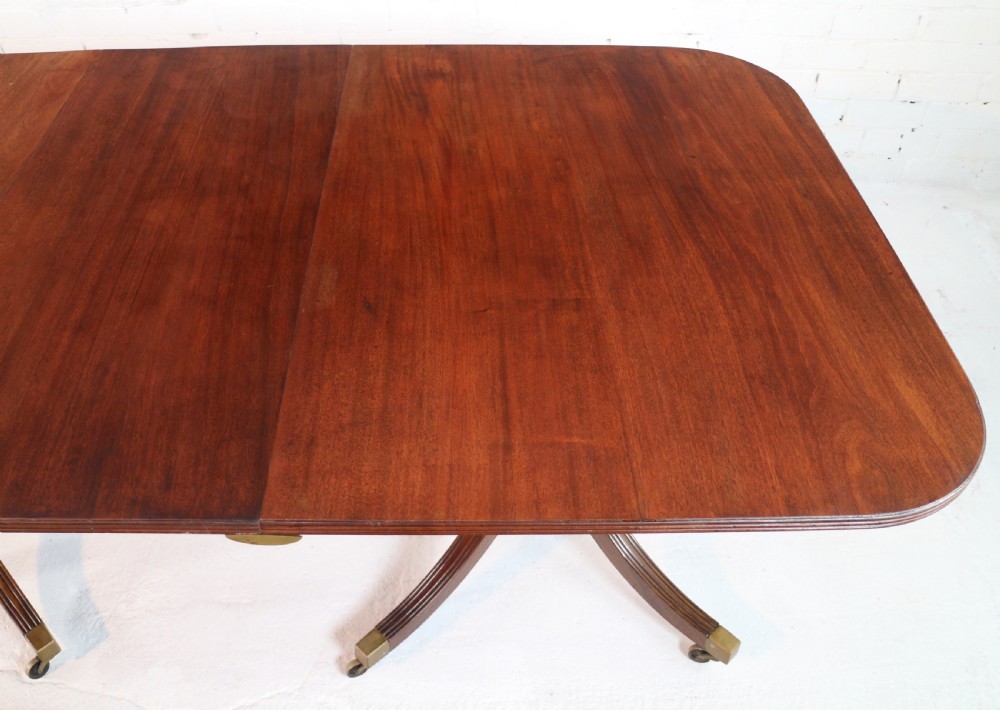 Regency Style Solid Mahogany Extending Twin Pillar Dining Table, c.1920 View X