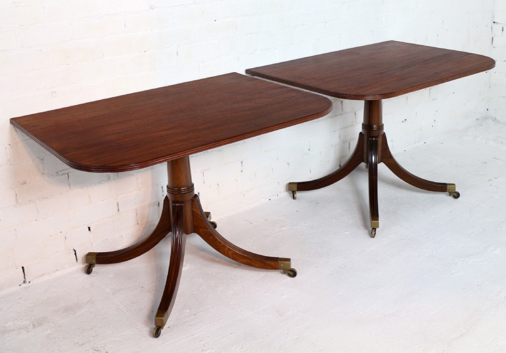 Regency Style Solid Mahogany Extending Twin Pillar Dining Table, c.1920 View XV