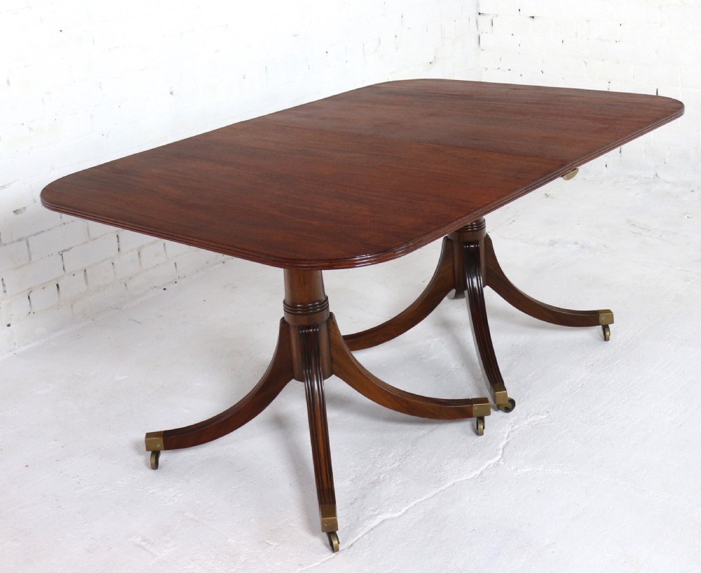 Regency Style Solid Mahogany Extending Twin Pillar Dining Table, c.1920 View XVI
