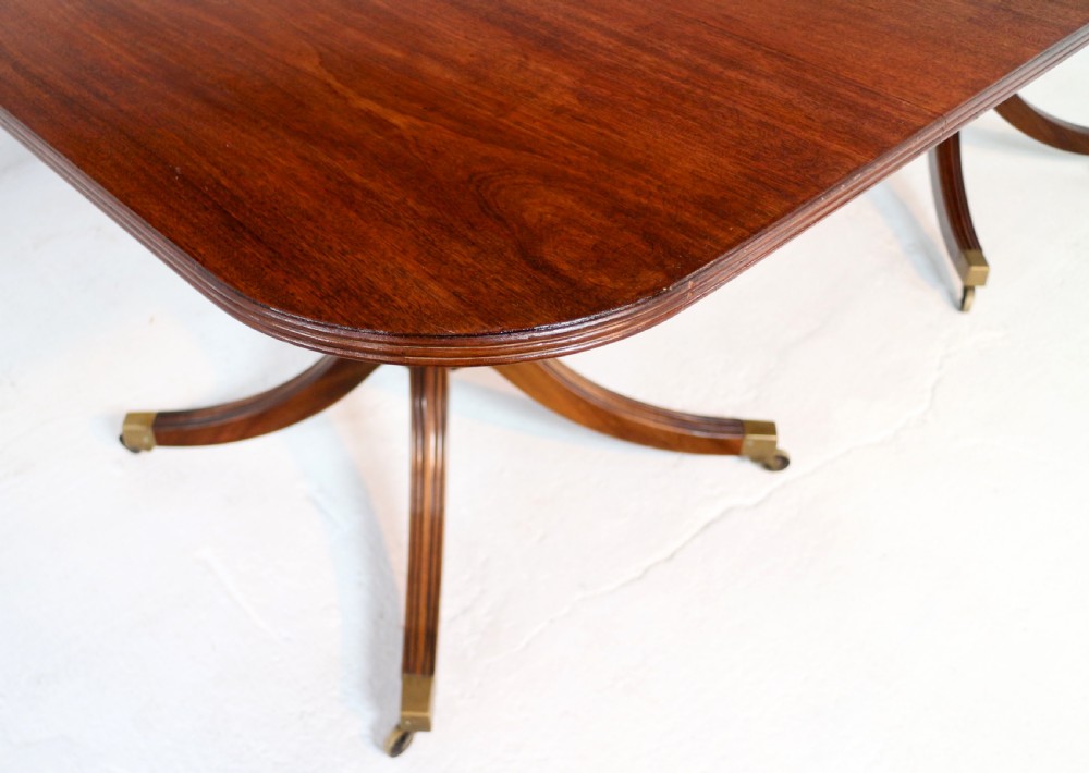Regency Style Solid Mahogany Extending Twin Pillar Dining Table, c.1920 View XXIII