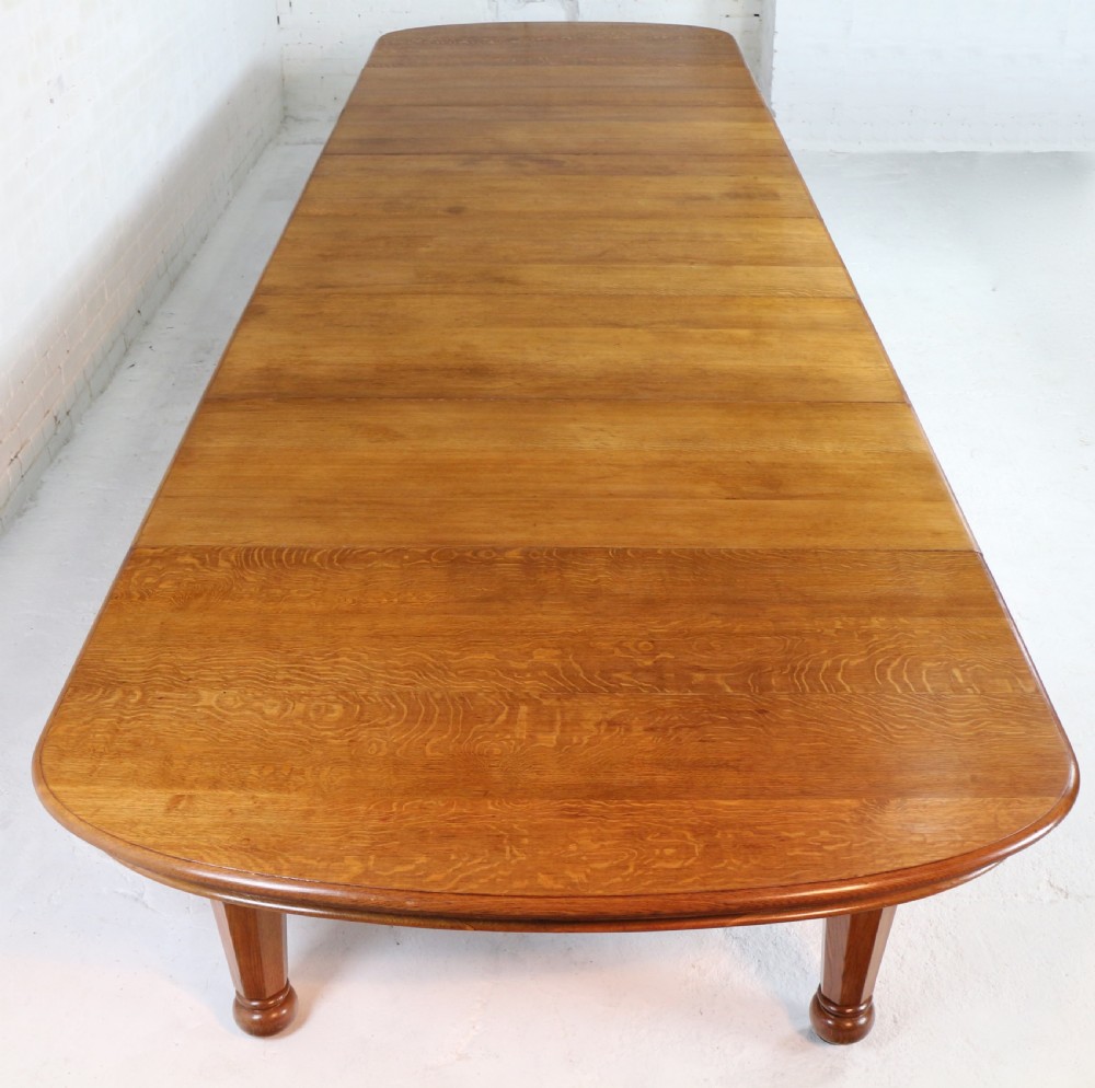 Early Victorian Extra Wide 20ft Oak Extending Dining Table & 7 Leaves View V