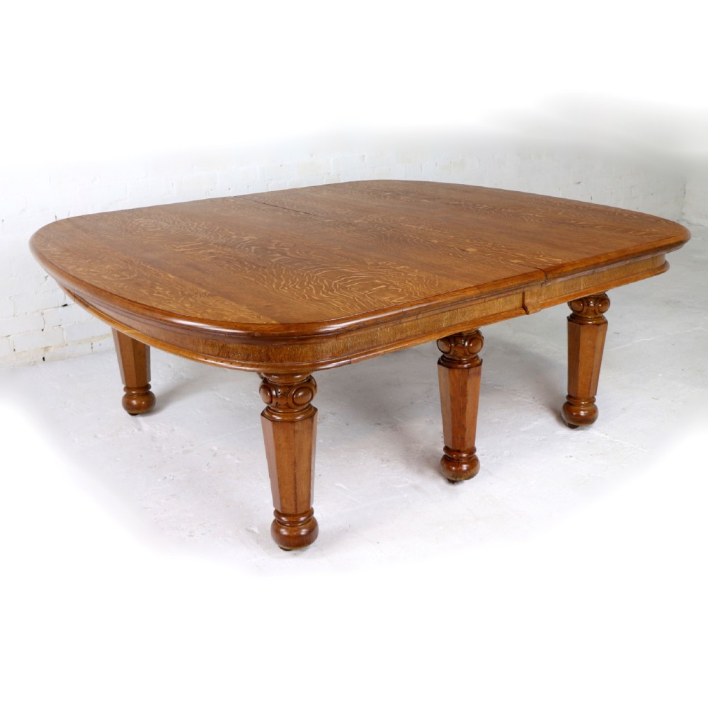 Early Victorian Extra Wide 20ft Oak Extending Dining Table & 7 Leaves View XVIII