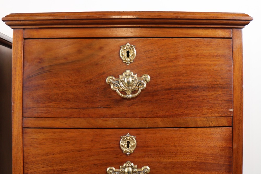 A pair of tall Scottish Late Victorian mahogany collectors chests with five drawers each, featuring brass drop handles and escutcheons. View XI