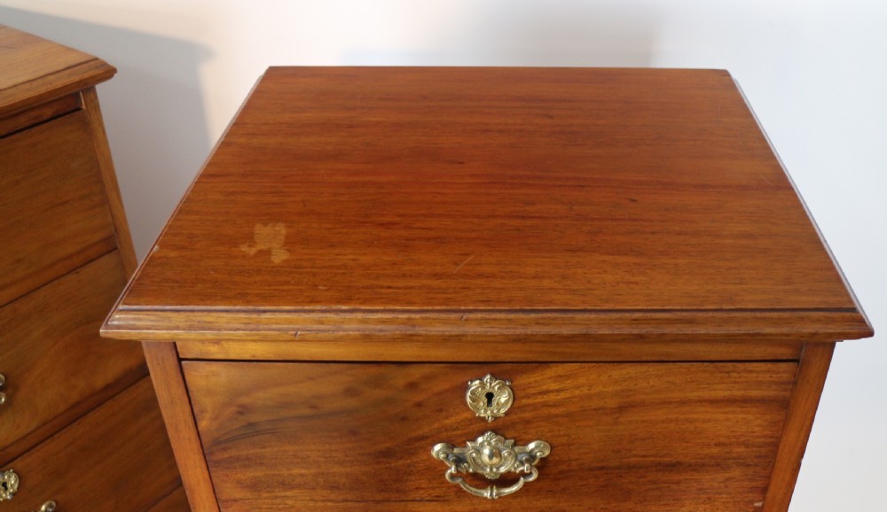 A pair of tall Scottish Late Victorian mahogany collectors chests with five drawers each, featuring brass drop handles and escutcheons. View XV