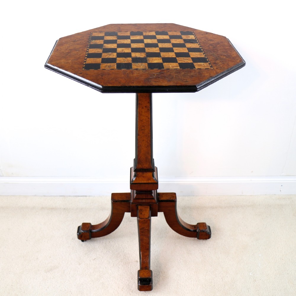 Antique Irish Killarney Yew Inlaid Chess Top Games Occasional Table View II