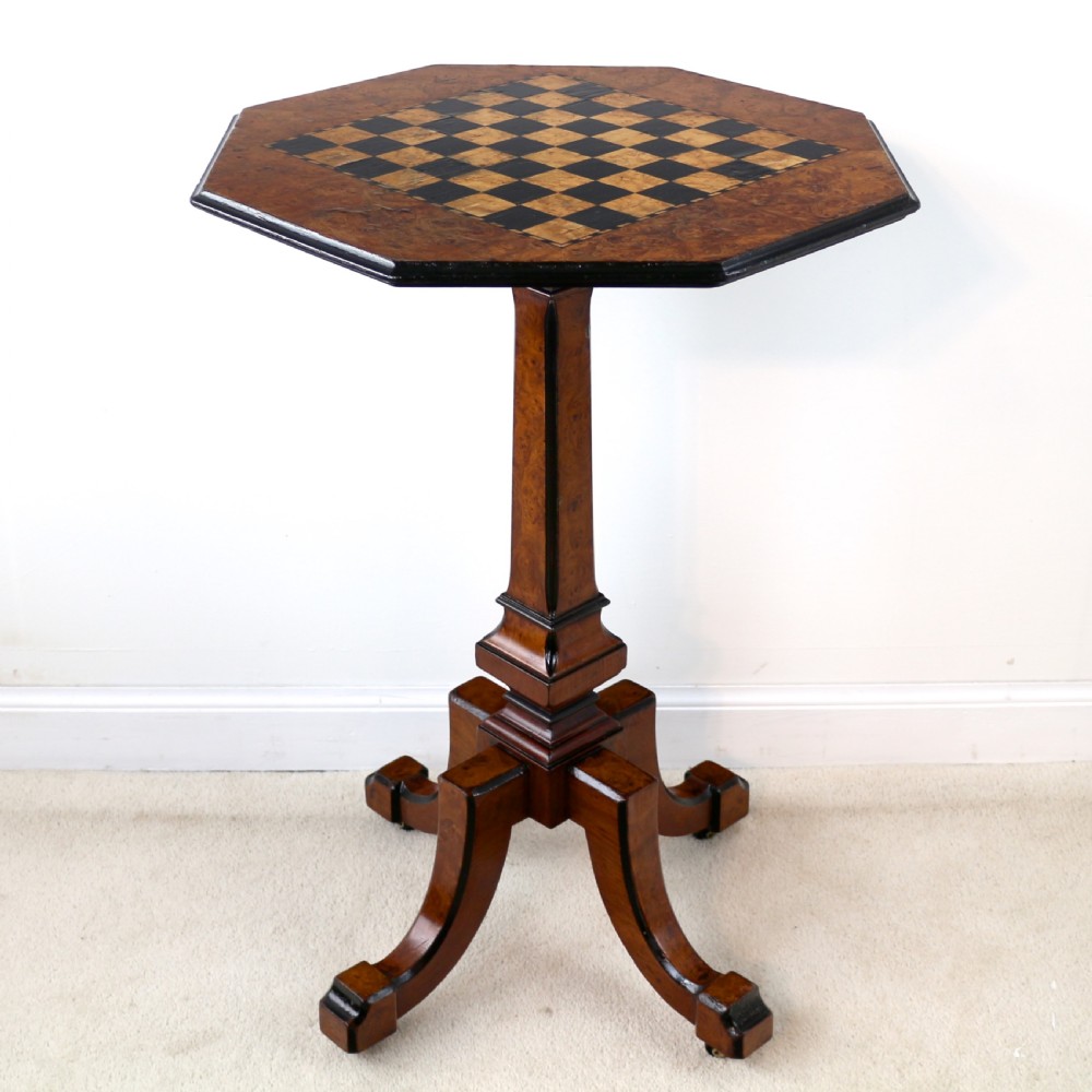 Antique Irish Killarney Yew Inlaid Chess Top Games Occasional Table View III