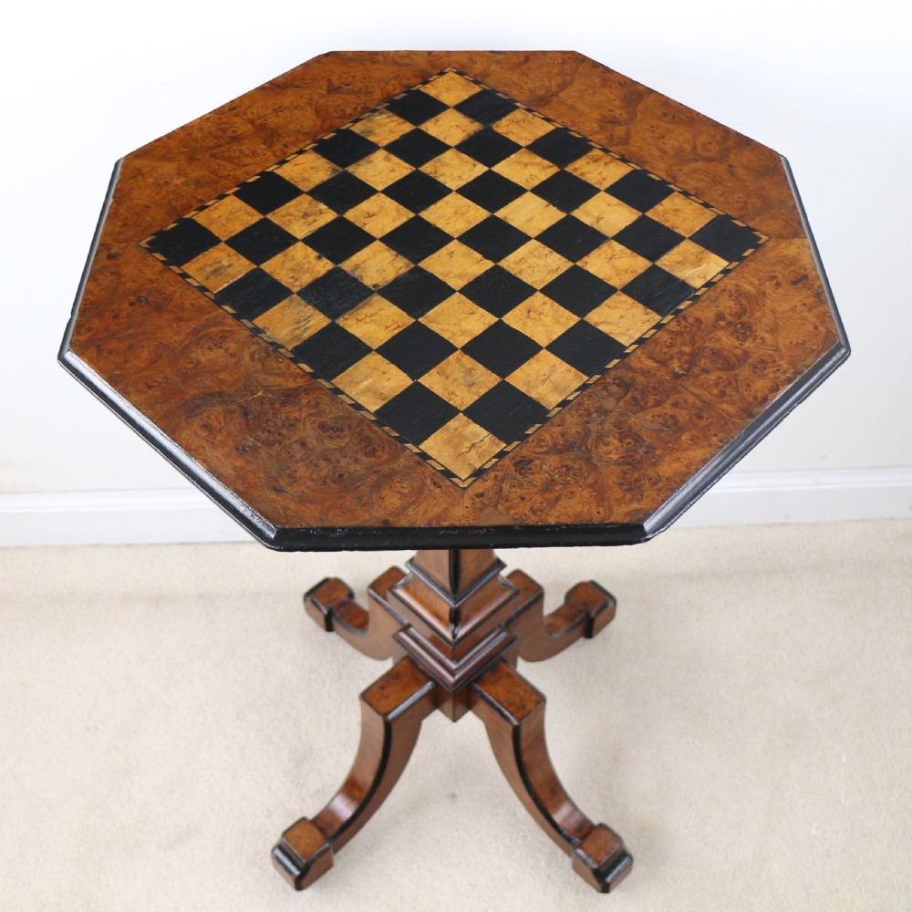 Antique Irish Killarney Yew Inlaid Chess Top Games Occasional Table View V