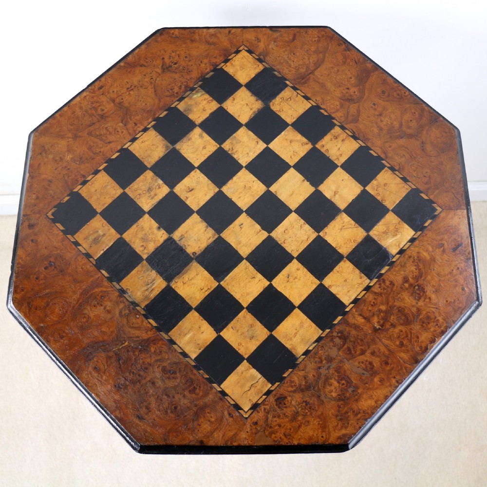 Antique Irish Killarney Yew Inlaid Chess Top Games Occasional Table View VI