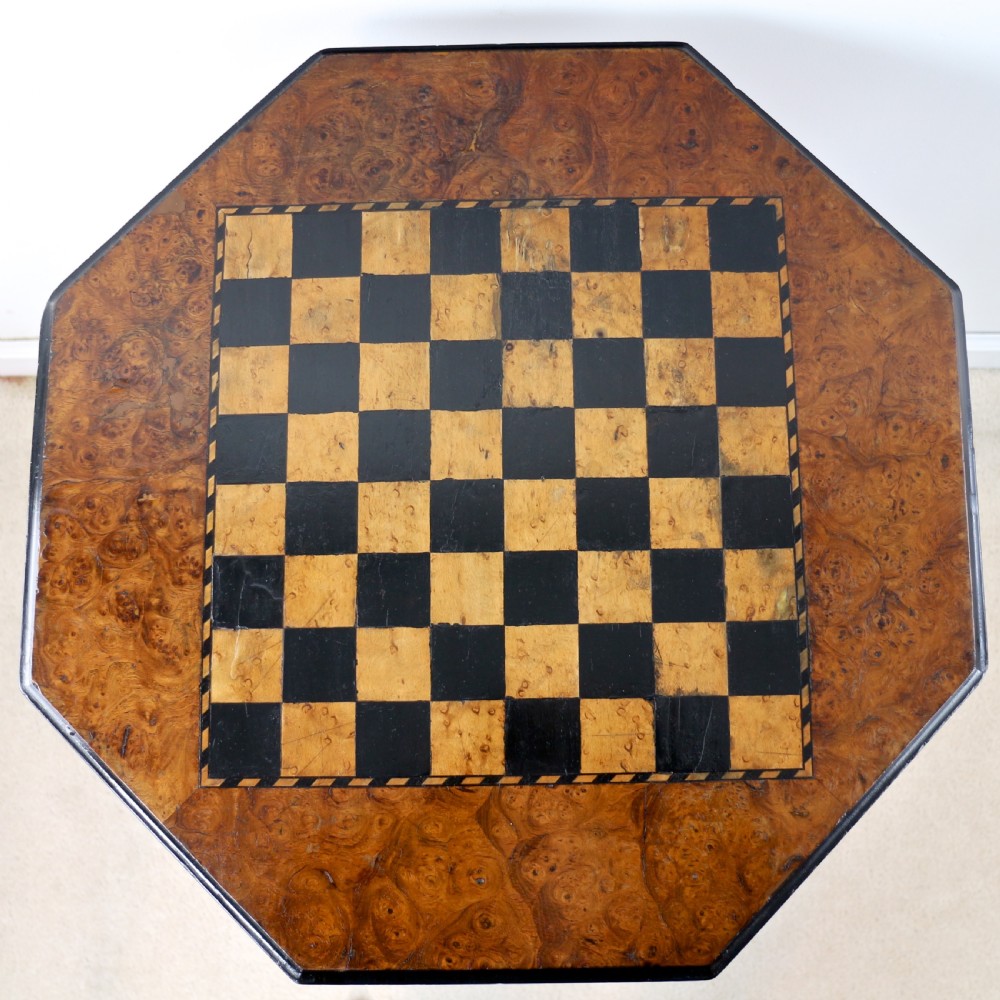 Antique Irish Killarney Yew Inlaid Chess Top Games Occasional Table View VII