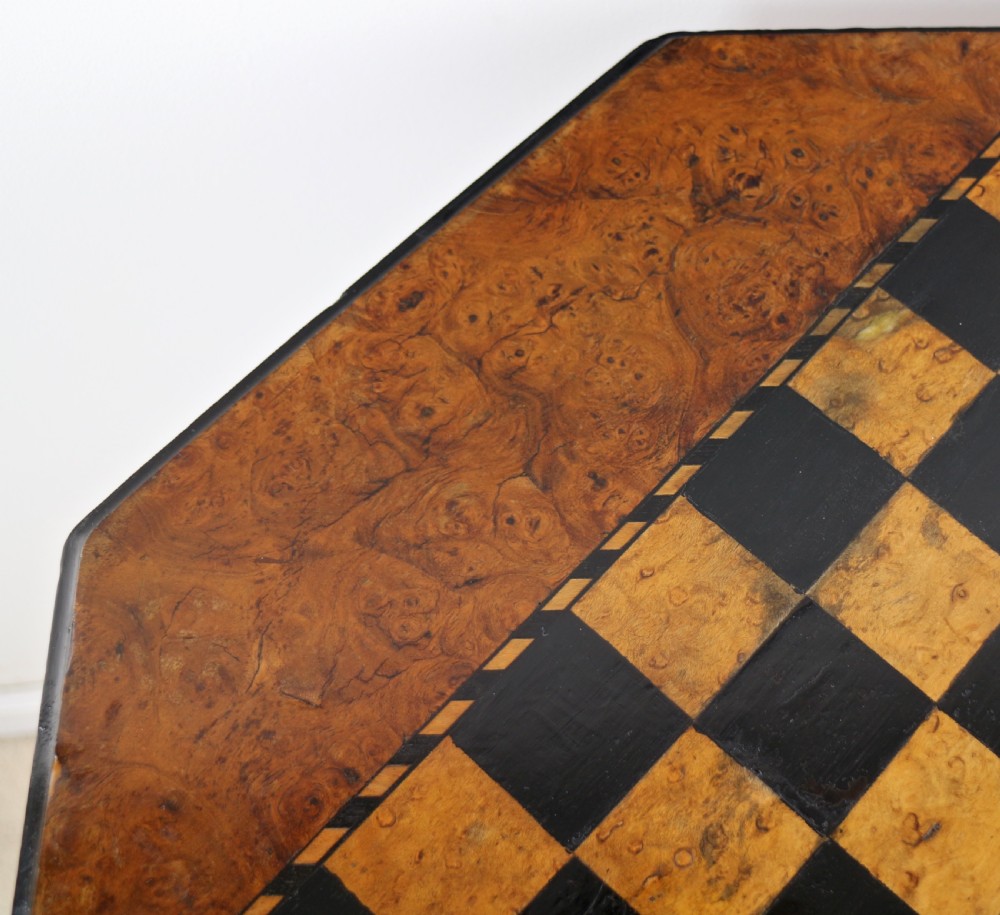 Antique Irish Killarney Yew Inlaid Chess Top Games Occasional Table View VIII