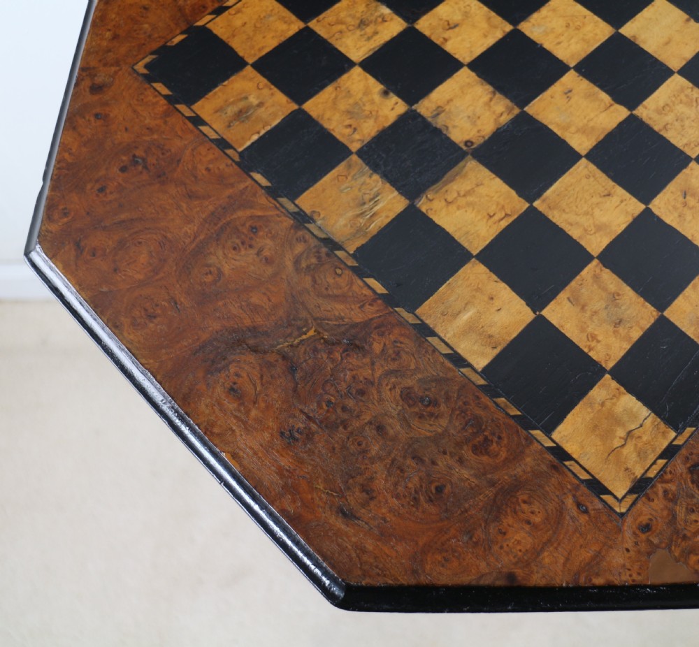 Antique Irish Killarney Yew Inlaid Chess Top Games Occasional Table View X