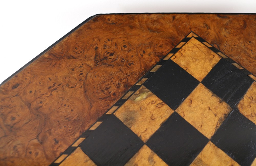 Antique Irish Killarney Yew Inlaid Chess Top Games Occasional Table View XII