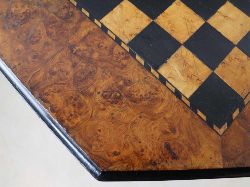 Antique Irish Killarney Yew Inlaid Chess Top Games Occasional Table View XV