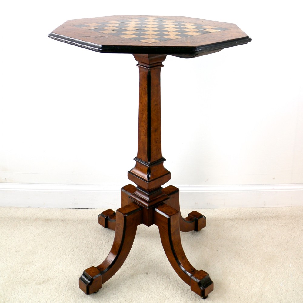 Antique Irish Killarney Yew Inlaid Chess Top Games Occasional Table View XVI