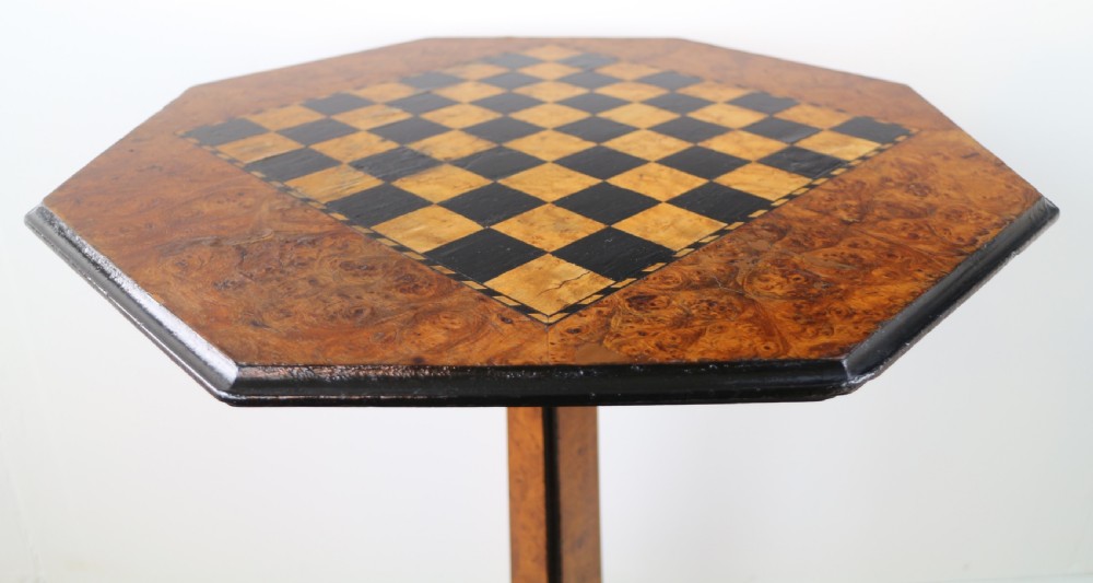 Antique Irish Killarney Yew Inlaid Chess Top Games Occasional Table View XVII