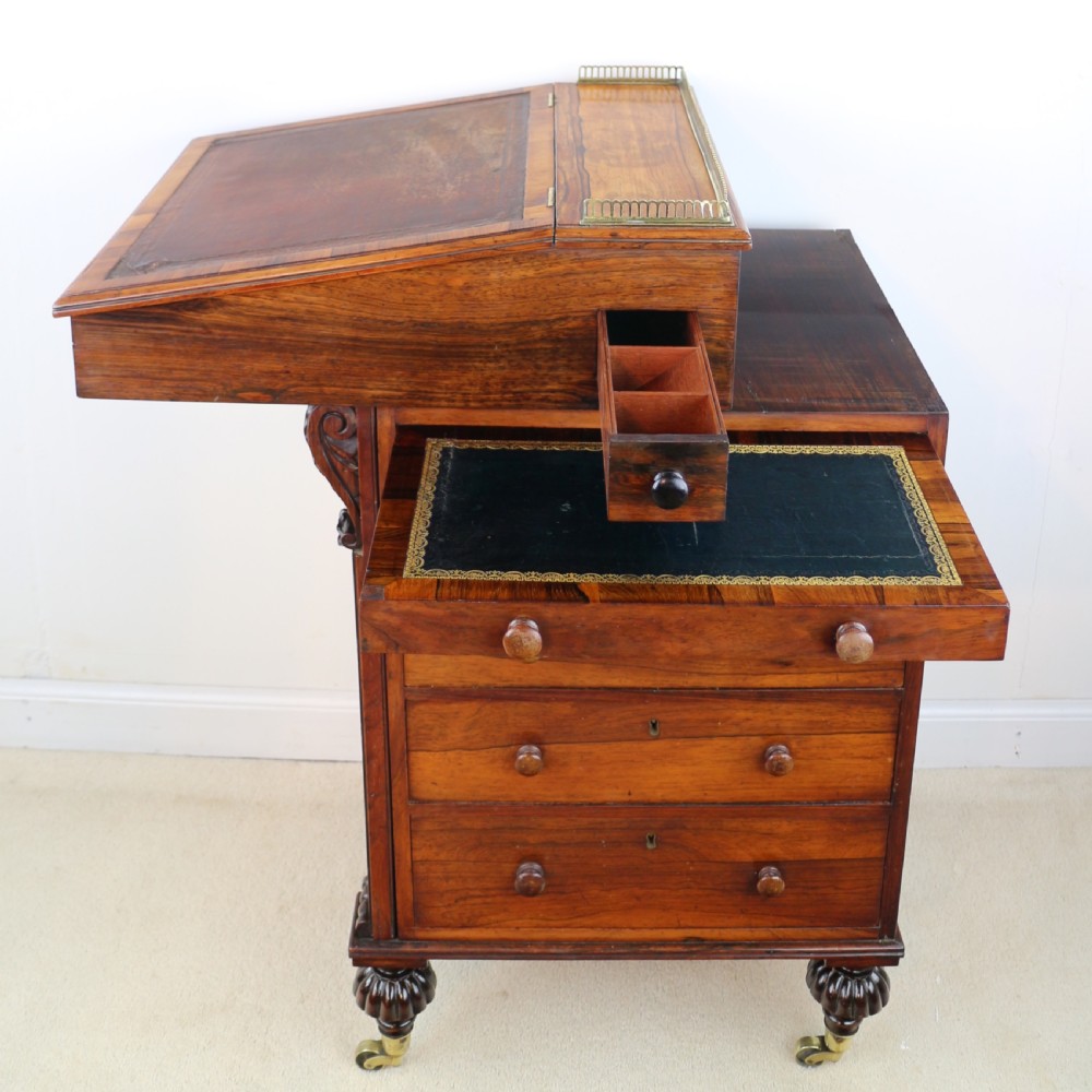 Regency Rosewood Slide Top Davenport Desk View XIX