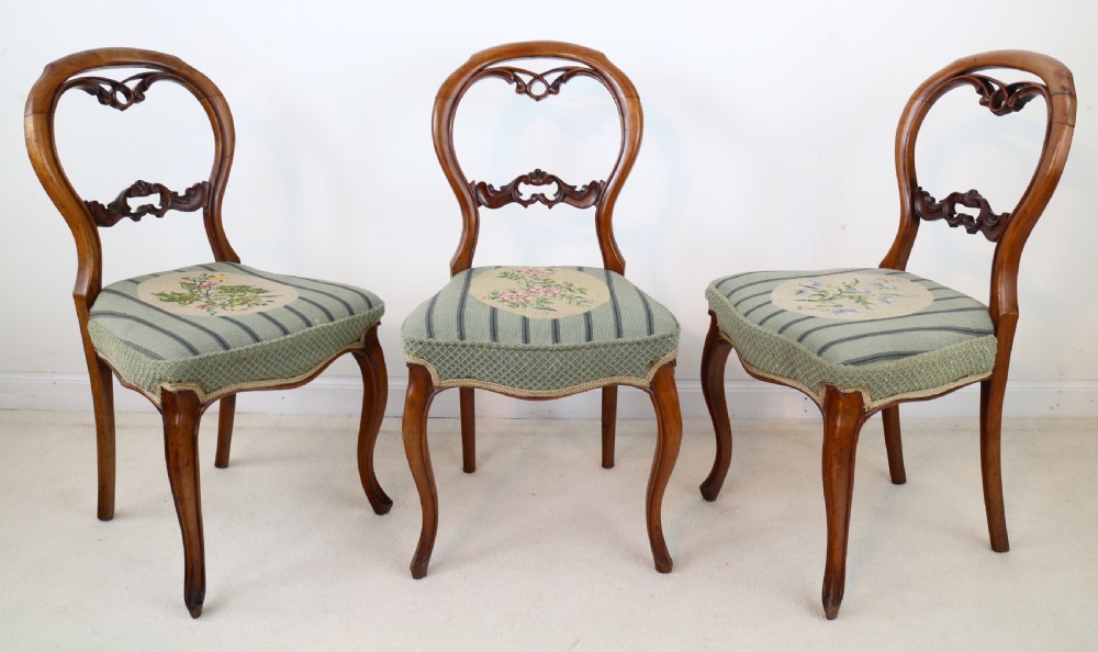Set of Six Antique Victorian Balloon Back Dining Chairs (6) View III