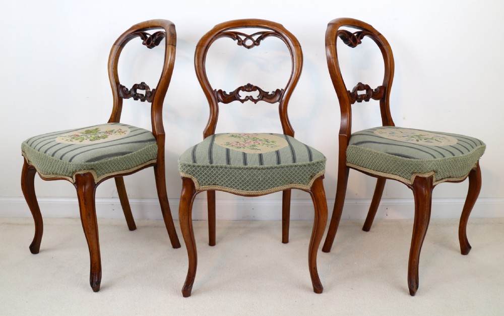 Set of Six Antique Victorian Balloon Back Dining Chairs (6) View IV