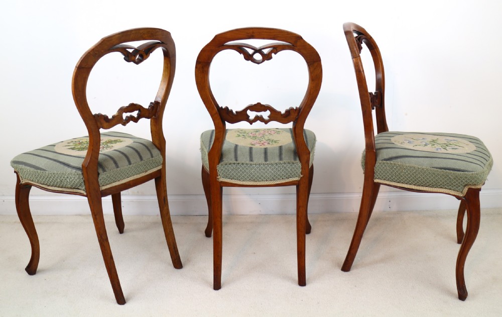 Set of Six Antique Victorian Balloon Back Dining Chairs (6) View V