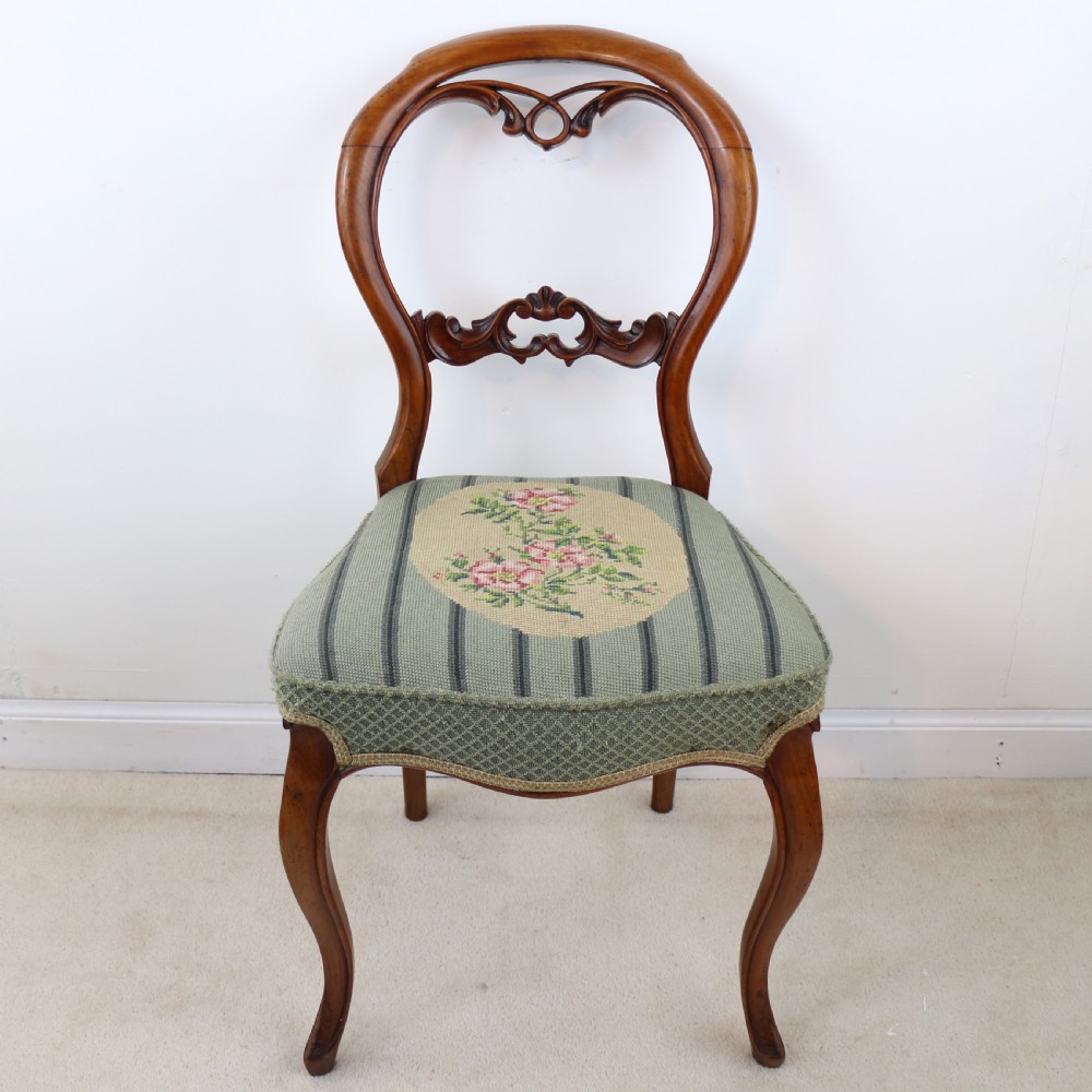 Set of Six Antique Victorian Balloon Back Dining Chairs (6) View IX