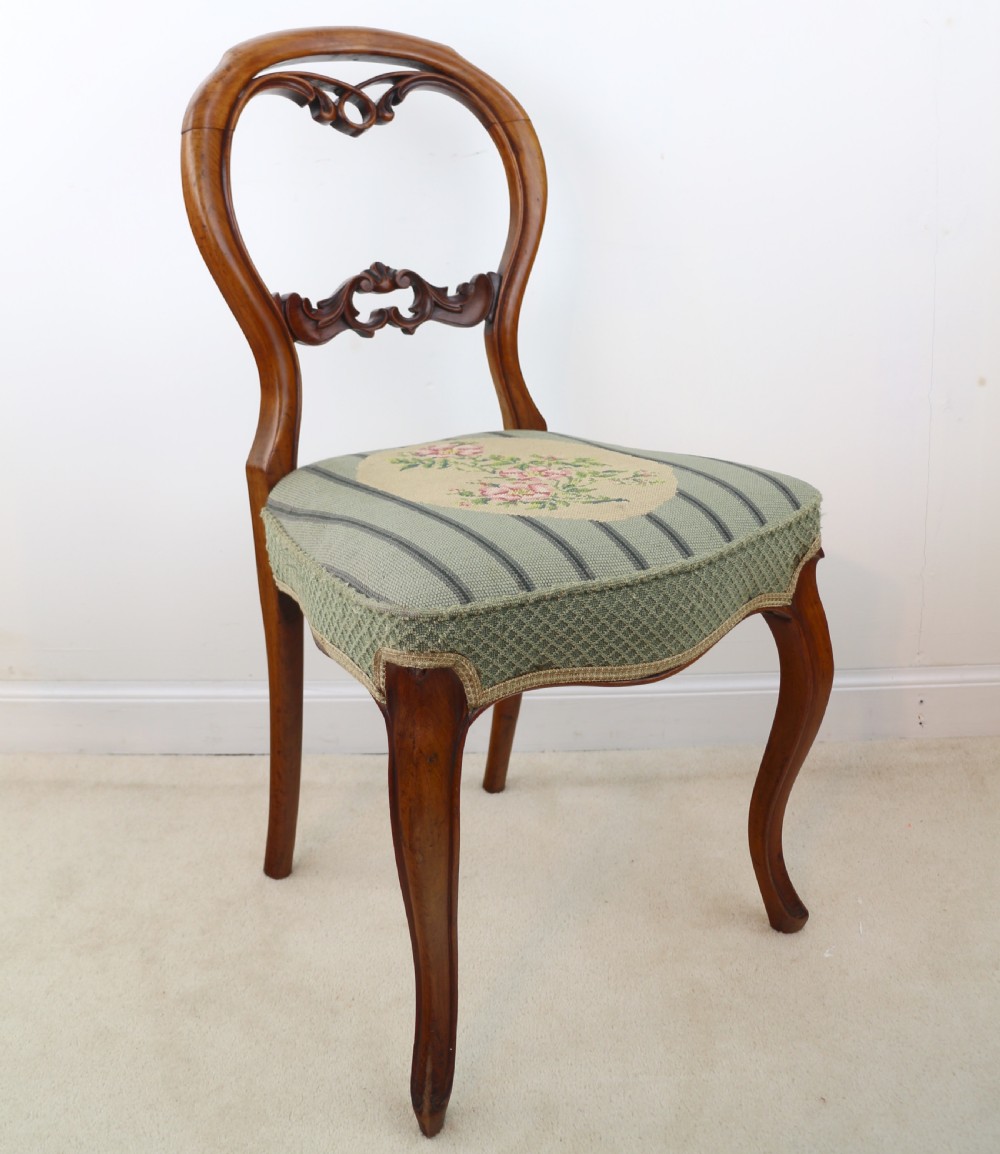 Set of Six Antique Victorian Balloon Back Dining Chairs (6) View X