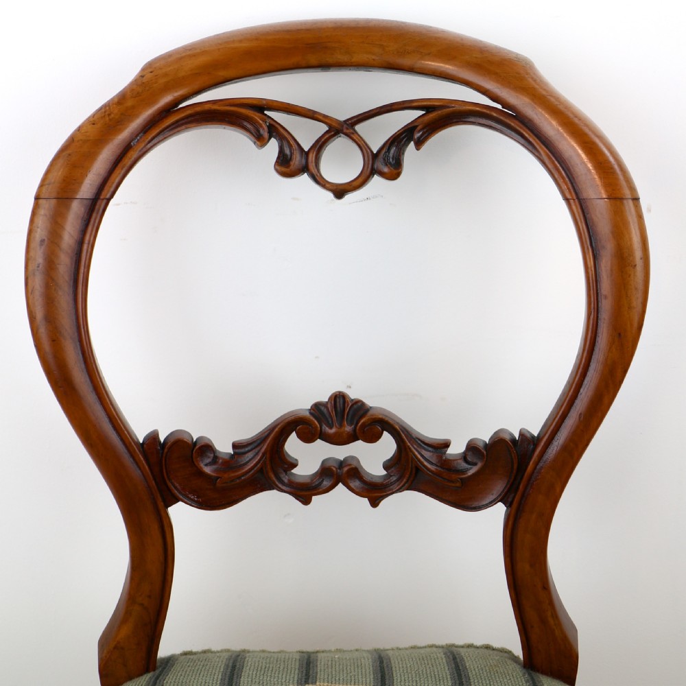Set of Six Antique Victorian Balloon Back Dining Chairs (6) View XIII