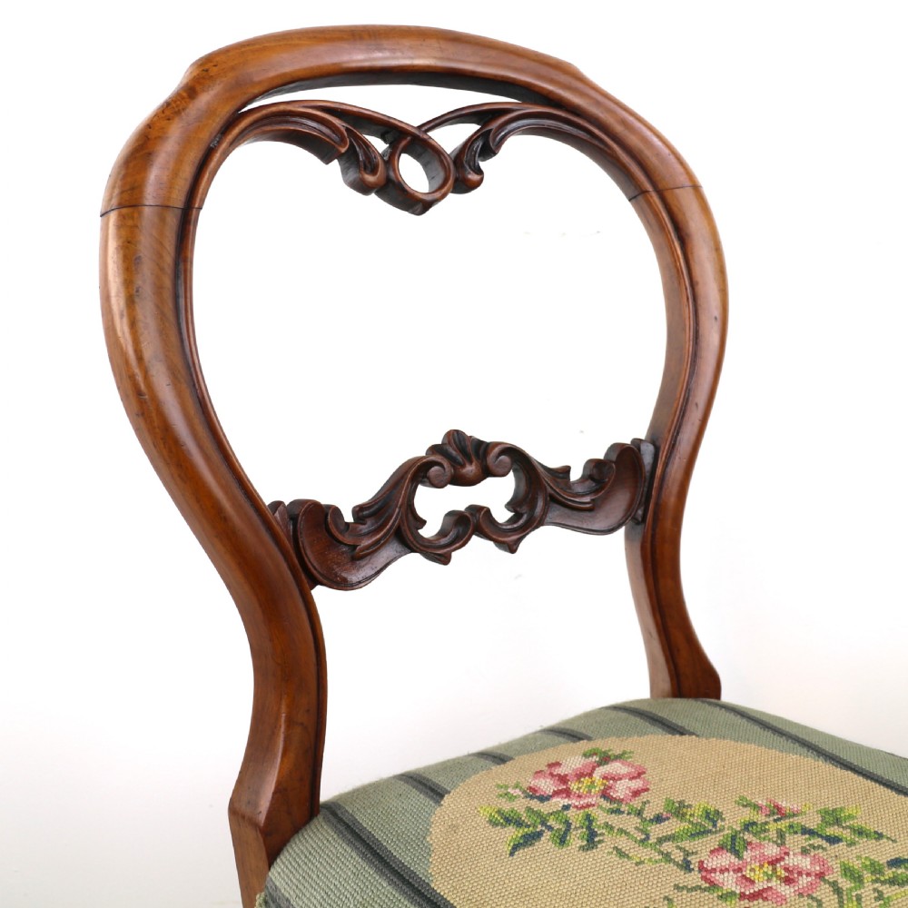 Set of Six Antique Victorian Balloon Back Dining Chairs (6) View XIV