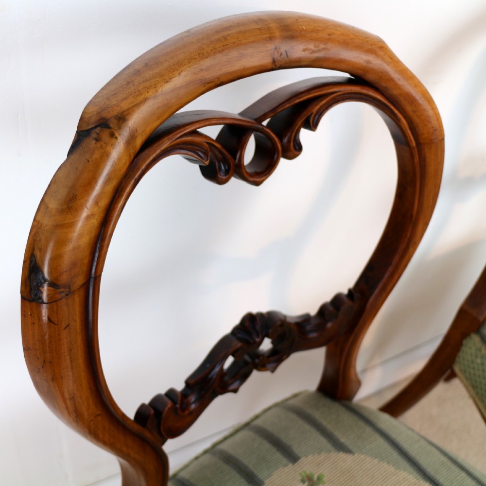 Set of Six Antique Victorian Balloon Back Dining Chairs (6) View XV