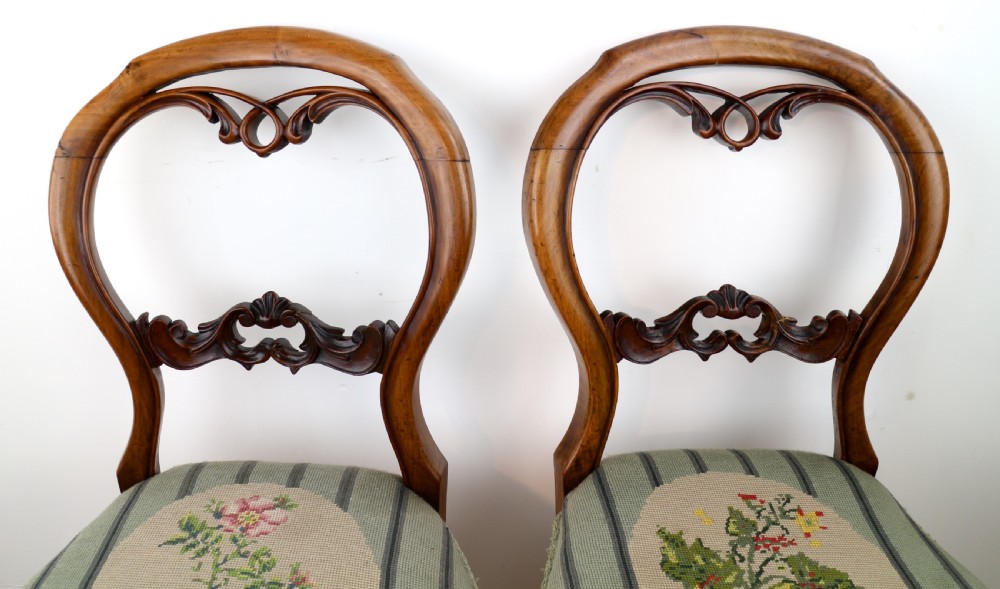 Set of Six Antique Victorian Balloon Back Dining Chairs (6) View XXI