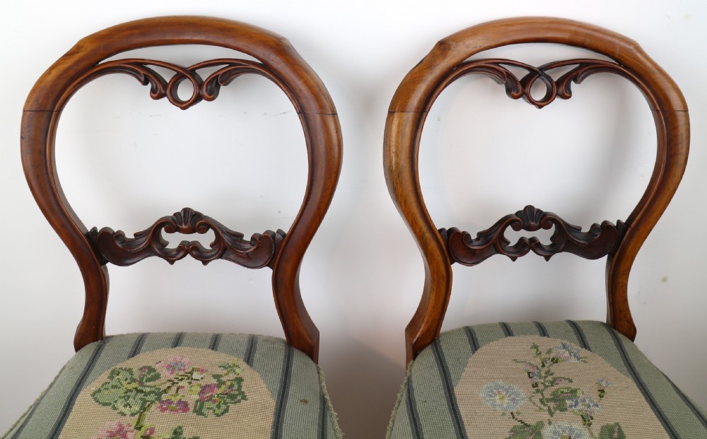 Set of Six Antique Victorian Balloon Back Dining Chairs (6) View XXIII