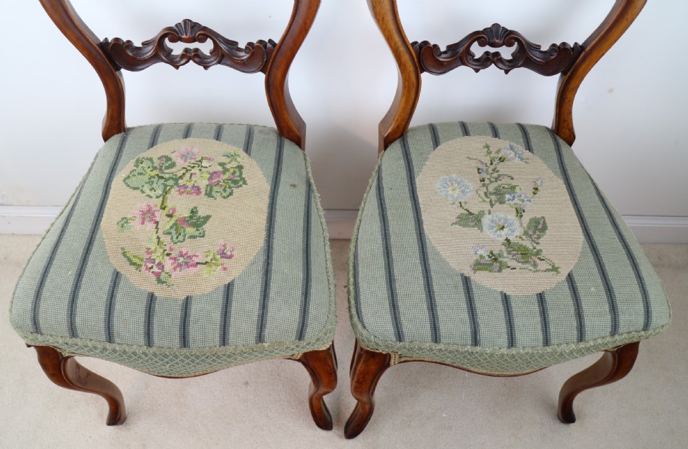 Set of Six Antique Victorian Balloon Back Dining Chairs (6) View XXIV