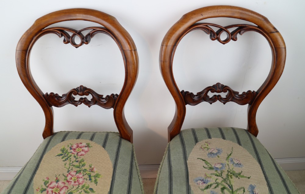 Set of Six Antique Victorian Balloon Back Dining Chairs (6) View XXV