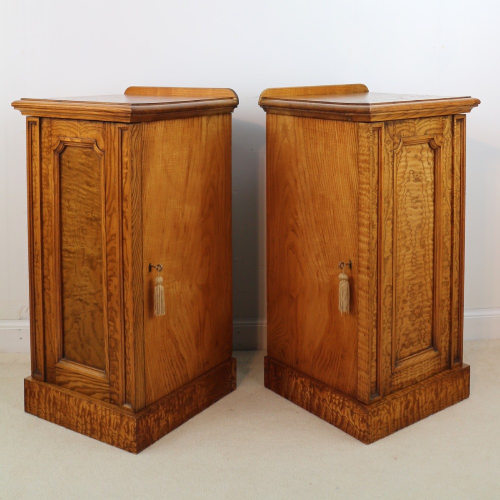 Pair of Scottish William IV Figured Elm Bedside Cabinets, c.1830 View VIII