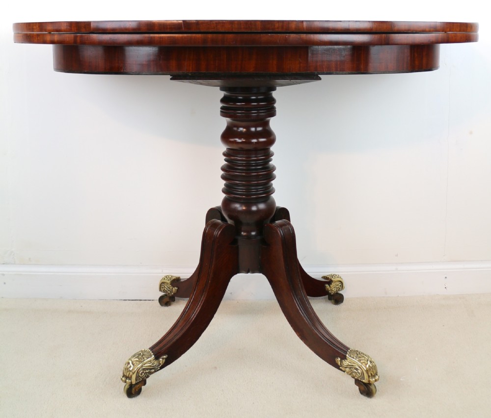 Irish Regency Mahogany & Burr Yew Crossbanded Tea Table View III