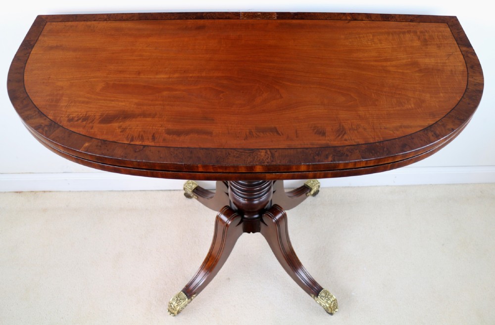 Irish Regency Mahogany & Burr Yew Crossbanded Tea Table View IV