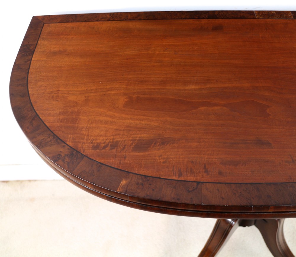 Irish Regency Mahogany & Burr Yew Crossbanded Tea Table View V