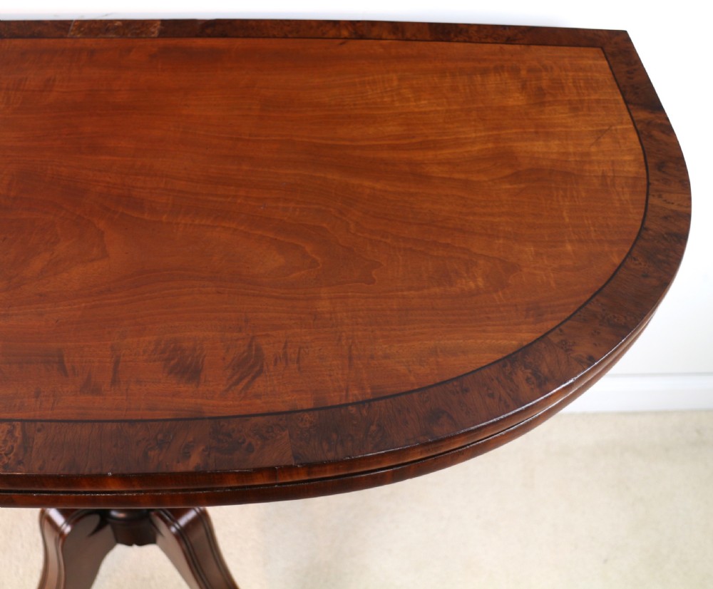 Irish Regency Mahogany & Burr Yew Crossbanded Tea Table View VI