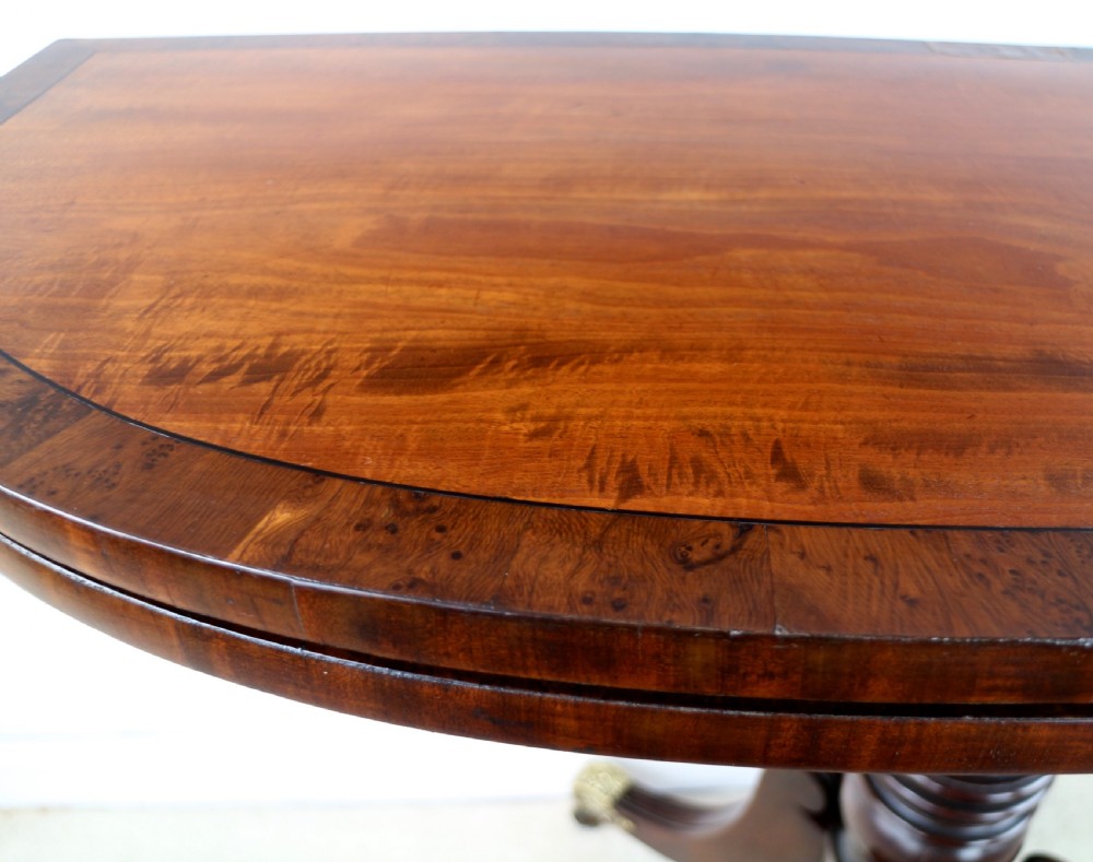 Irish Regency Mahogany & Burr Yew Crossbanded Tea Table View VIII