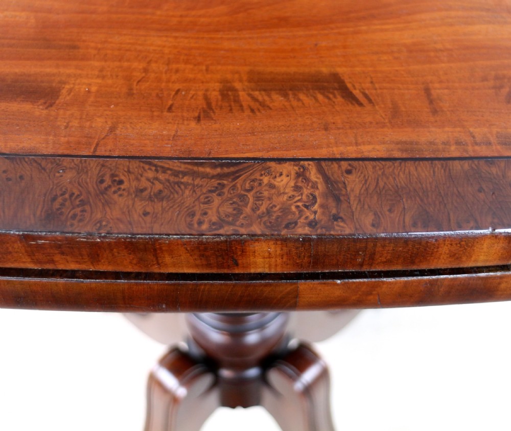 Irish Regency Mahogany & Burr Yew Crossbanded Tea Table View IX