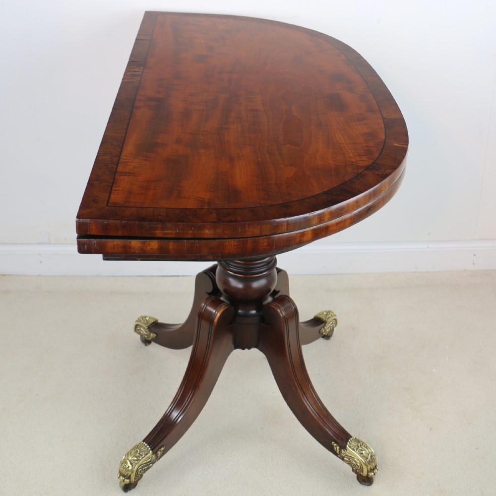 Irish Regency Mahogany & Burr Yew Crossbanded Tea Table View XII