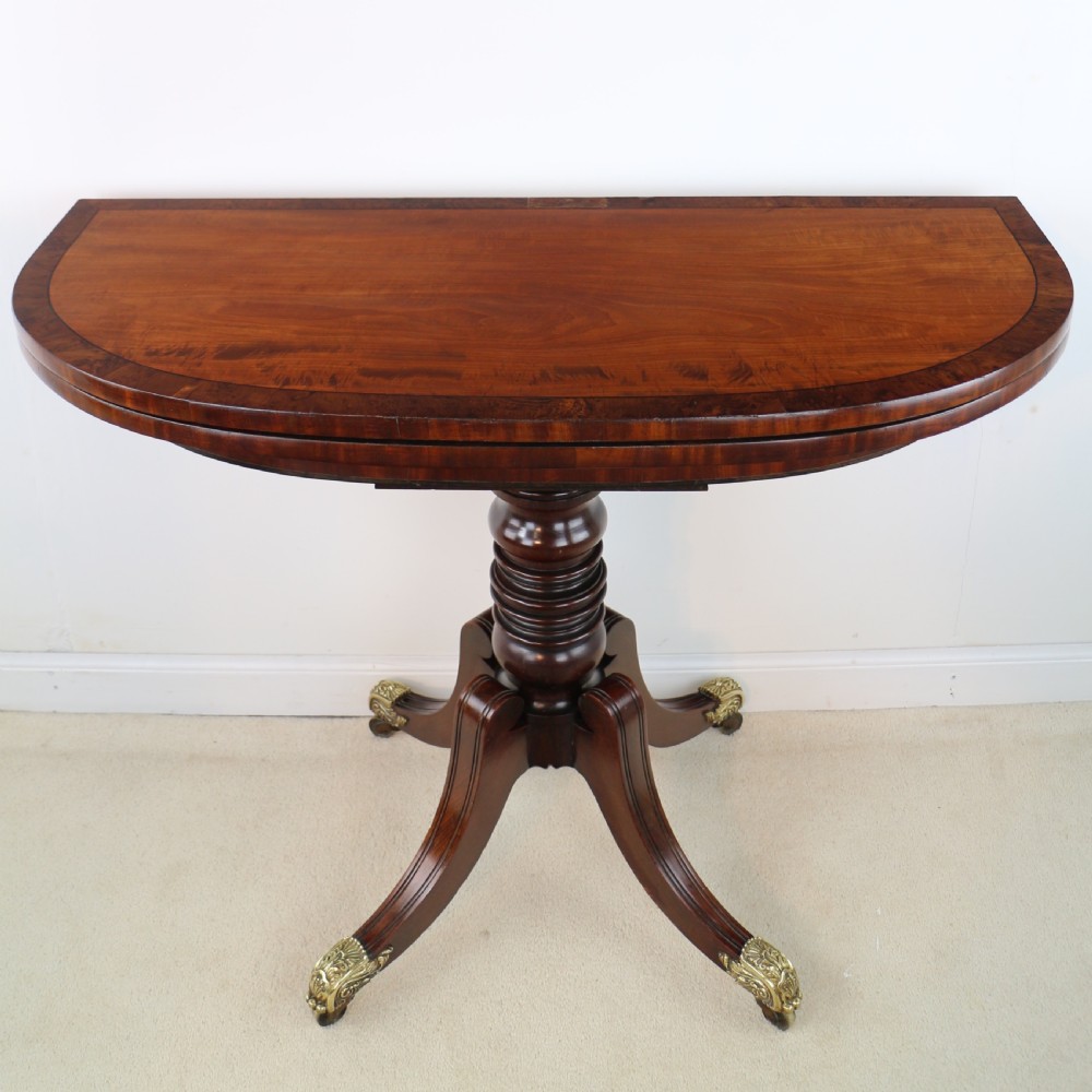 Irish Regency Mahogany & Burr Yew Crossbanded Tea Table View XV