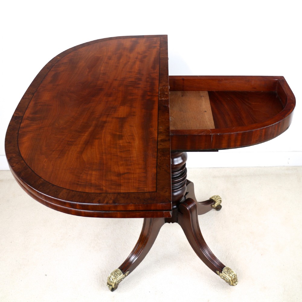 Irish Regency Mahogany & Burr Yew Crossbanded Tea Table View XVI