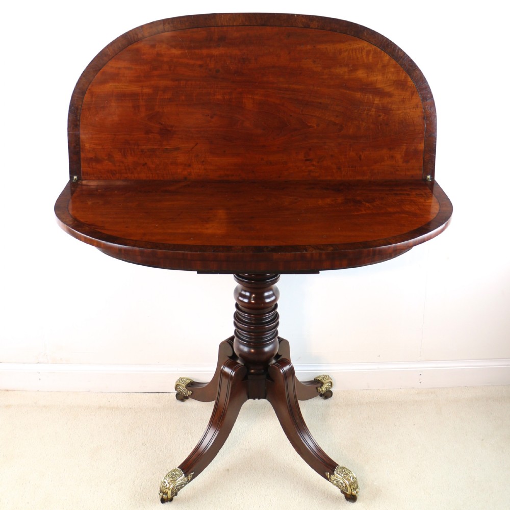 Irish Regency Mahogany & Burr Yew Crossbanded Tea Table View XVII