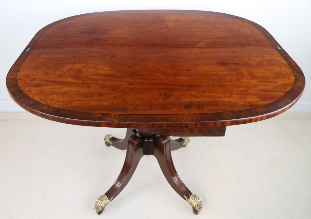 Irish Regency Mahogany & Burr Yew Crossbanded Tea Table View XIX