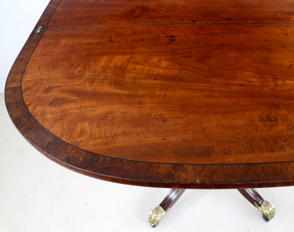 Irish Regency Mahogany & Burr Yew Crossbanded Tea Table View XXIV