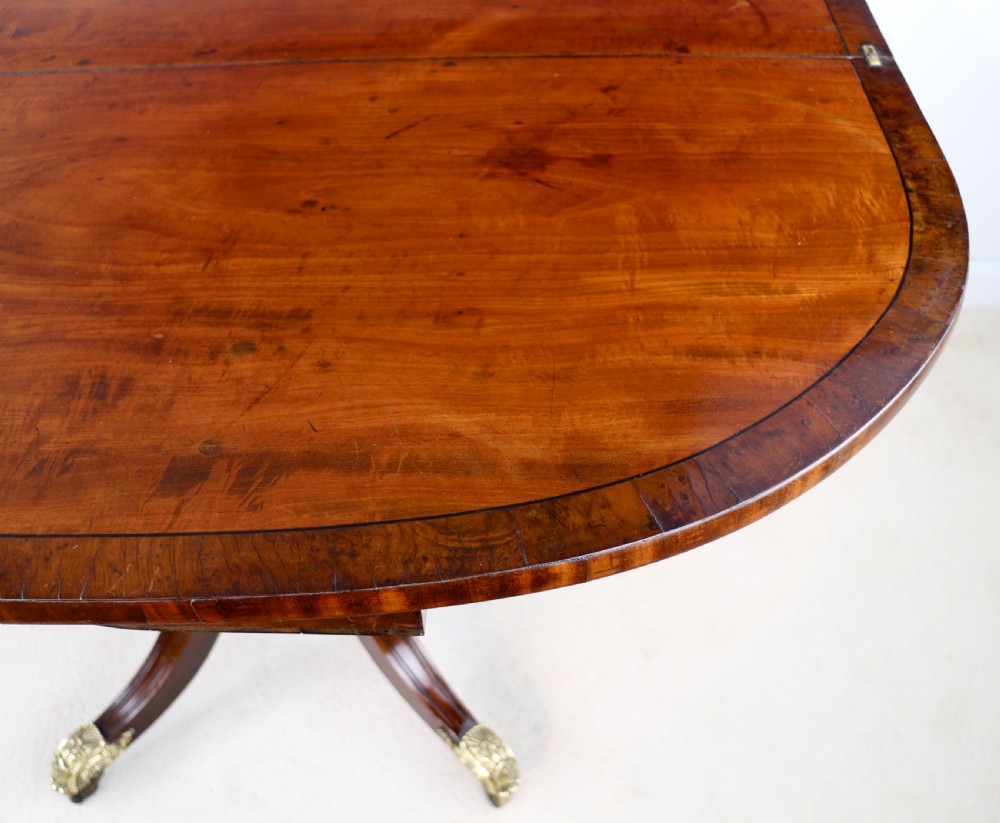 Irish Regency Mahogany & Burr Yew Crossbanded Tea Table View XXV