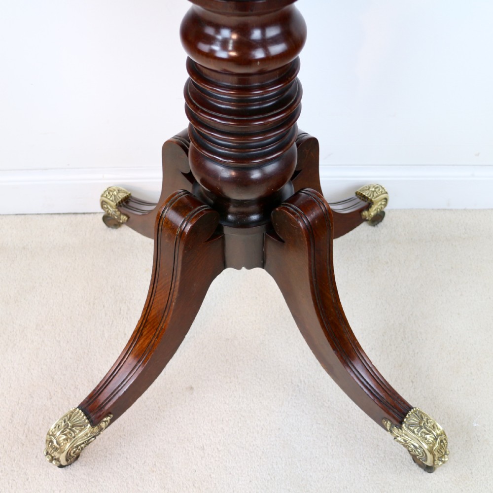 Irish Regency Mahogany & Burr Yew Crossbanded Tea Table View XXIX