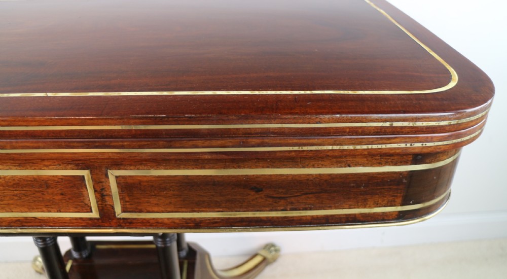 Regency Brass Inlaid Rosewood Card Table, c.1820 View VII